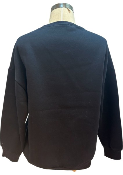 Avcıoglu Yuvarlak Yaka Oversize Koyu Lacivet 3 Ip Sweatshirt