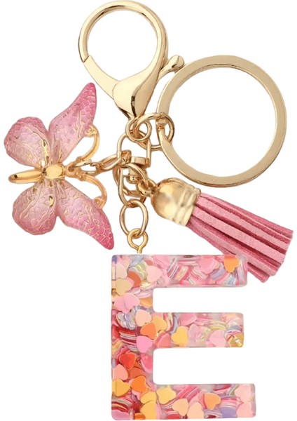 Moda Dıy Az Harfler Anahtarlık Metal Tutucu Sarkık Anahtarlık Kadın Araba Anahtarlık Basit Harf Adı Anahtar Parti Hediye Takı Renk: E / Boyut: 55MM (Yurt Dışından)