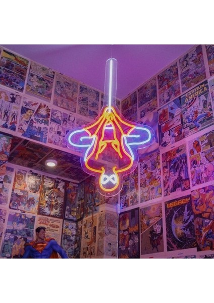 Neon LED Dekoratif Aydınlatma -Örümcek Adam, Spiderman, 40X60 Cm-