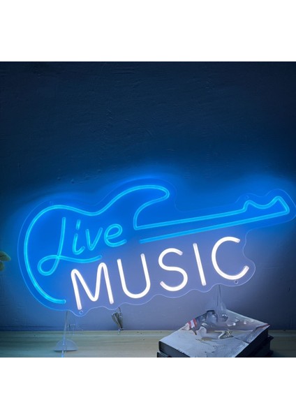 Neon LED Dekoratif Aydınlatma -Live Music, 50X25CM-