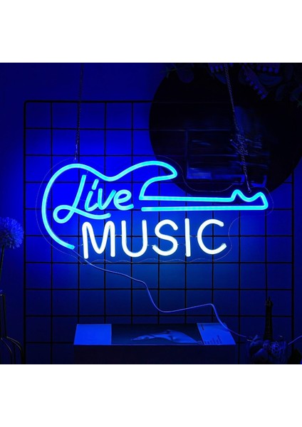 Neon LED Dekoratif Aydınlatma -Live Music, 50X25CM- fiyatları
