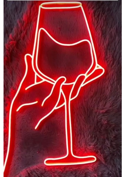 Neon LED Dekoratif Aydınlatma -El Kadeh, 25X40CM-