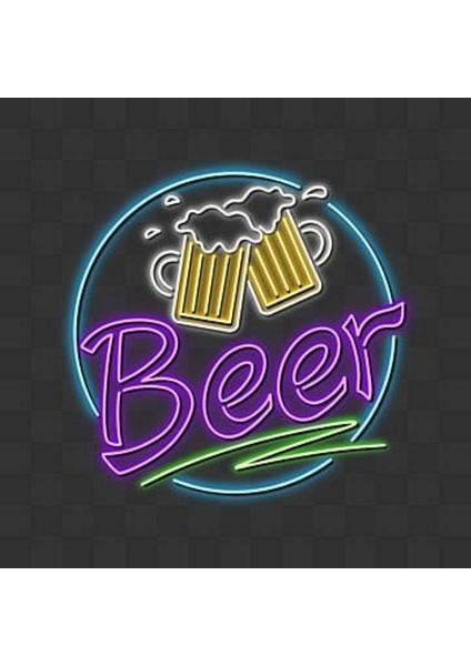 Neon LED Dekoratif Aydınlatma -Beer, 60X60CM-