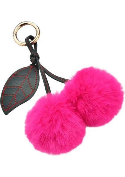 Yeni Moda Peluş Kiraz Anahtarlıklar Kadınlar Için Kızlar Kabarık Karikatür Tavşan Kürk Top Ponpon Yaprak Anahtar Zincirleri Yüzükler Anahtarlık Çanta Hediyeleri (Yurt Dışından)