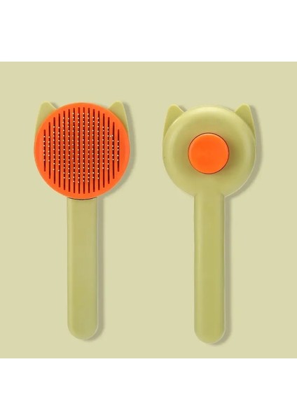 1Pcs 2-In-1 Evcil Hayvan Tarak Ve Bakım Fırçası Evcil Hayvan Kılı Temizleme Fırçası Kedi Fırçası Kendiliğinden Temizlenen Tırmık Uzun Ve S Renk:1Pcs Yeşil-Turuncu (Yurt Dışından)