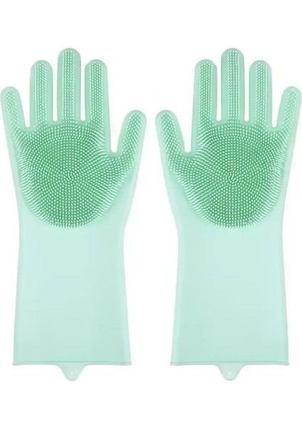 Silikon Evcil Hayvan Bakım Eldiveni - Kolay Banyo, Kürk Temini Temizleme Köpekler Kediler - Çok Amaçlı Şampuan Aracı Renk:açık Yeşil (Yurt Dışından)