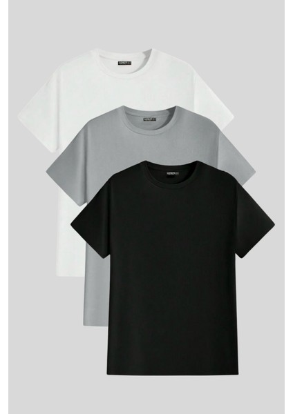 Erkek Tişört Standart Kalıp Basic Bisiklet Yaka T-Shırt Basıc-Mankensiz3