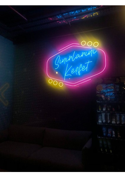 Neon LED Dekoratif Aydınlatma -Sınırlarını Keşfet, 60X45CM-