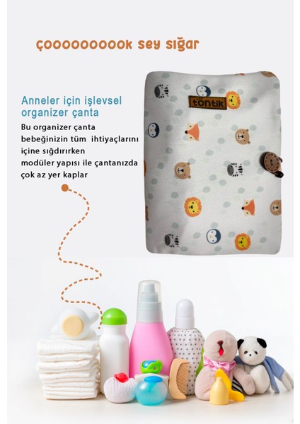 Anneler Için Bebek Bakım Organizer Çantası Yenidoğan Alt Açma ve Değiştirme Çantası Animals
