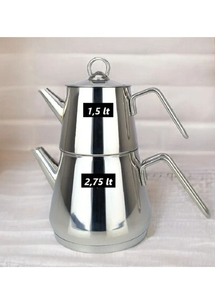 Metalik aile çaydanlık seti, dayanıklı ve şık tasarım, 4,2 L hacim