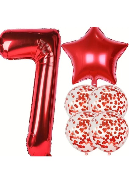 Kırmızı Rakam Folyo Balon Set