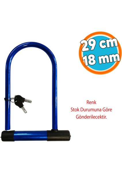 Bisiklet Motosiklet Direksiyon U Kilidi Halat Zincir Çap 18 Mm Çelik Hırsız Güvenlik 29 Cm