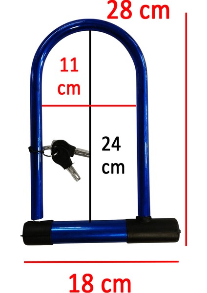 Bisiklet Motosiklet Direksiyon U Kilidi Halat Zincir Çap 18 Mm Çelik Hırsız Güvenlik 29 Cm fiyatları