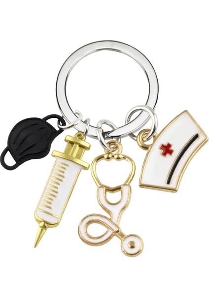 Tıbbi Alet Doktor Anahtarlık Kalp Atışı Stetoskop Şırınga Hemşire Kap Anahtarlık Hemşire Hediyeleri El Yapımı Takı Çanta Süsleri Charm (Yurt Dışından)