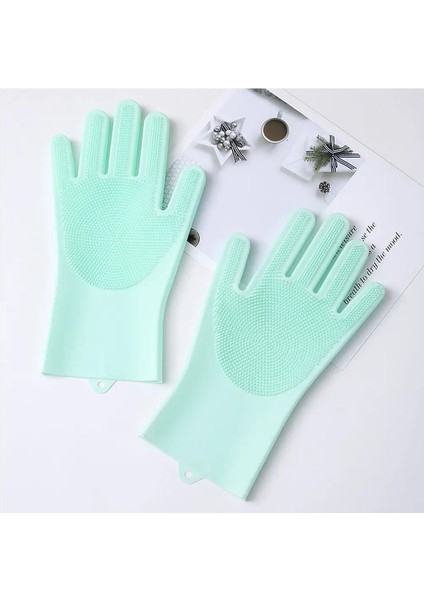 Evcil Hayvan Bakımı Temizleme Eldivenleri Köpek Kedi Banyosu Şampuan Eldiveni Sünger Magic Bulaşık Temizleyici Sünger Saç Teması Eldiveni Renk: Yeşil (Yurt Dışından)