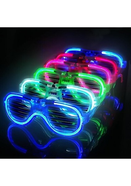 Glow Işıklı Panjur Parti Gözlüğü 12 Adet
