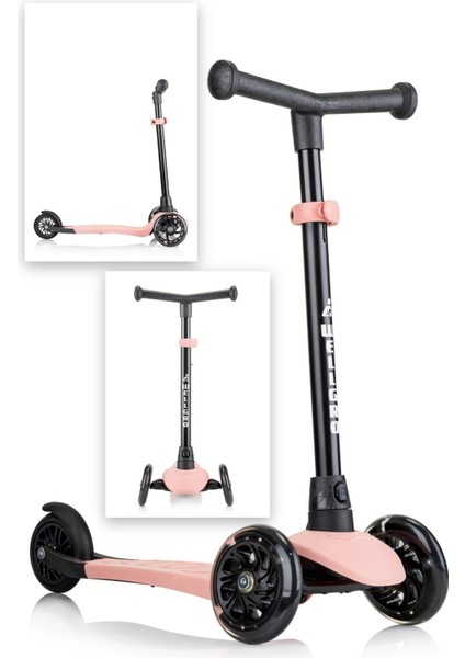 Işıklı Scooter, 3 Tekerli Yükseklik Ayarlı Çocuk Scooter, Pembe