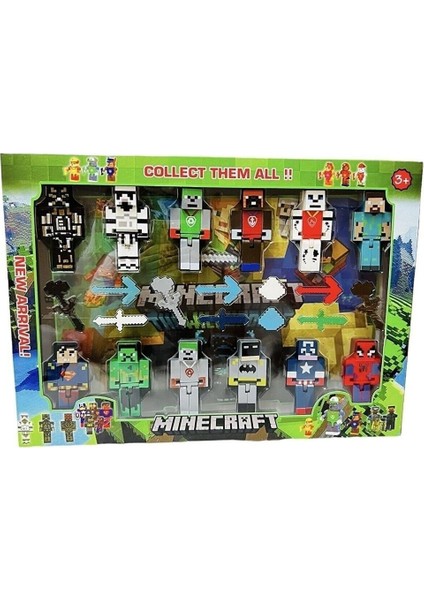 Minecraft 12'li Süper Kahraman Oyuncak Figürleri Toplam 23 Parça LEGO Yapı Oyuncak Figür Toys, Batman, Spiderman, Kaptan Amerika, Superman ve Diğerleri fiyatları