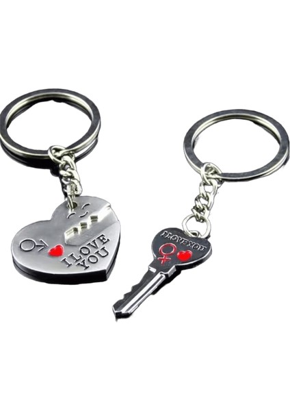 Delysia King Ok Seni Seviyorum Kalp Çift Anahtarlık Yüzük Sevimli Mektup Baskı Anahtarlık Sevgiliye Hediye Sevgililer Günü (Yurt Dışından)