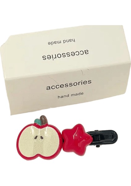 1pc Sevimli Elma Saç Klipli Yıldız Ördek Bıçağı Klipli Tatlı Kız Pim Pats Yan Klipli Kadın Tavan Ette Saç Aksesuarları: 1pcs Kırmızı/beden: Tek Beden (Yurt Dışından)