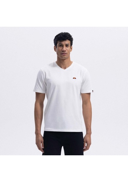 EM186-1-WT V Yaka Erkek T-Shirt - Beyaz