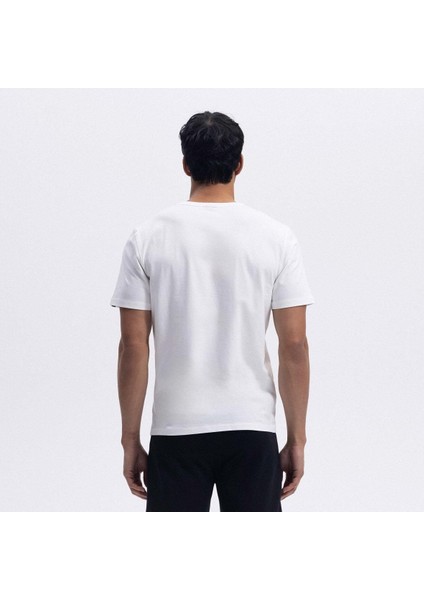 EM186-1-WT V Yaka Erkek T-Shirt - Beyaz
