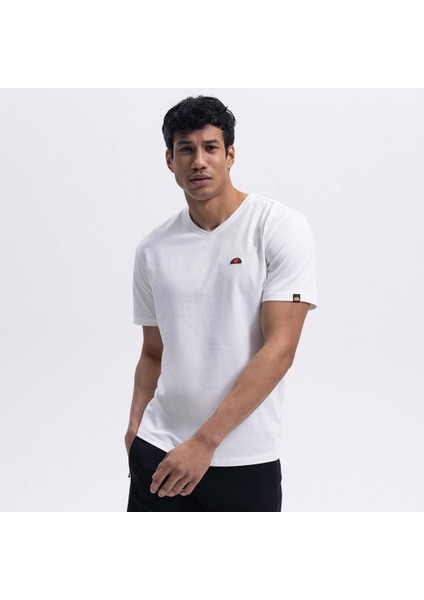 EM186-1-WT V Yaka Erkek T-Shirt - Beyaz