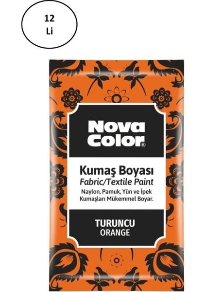 Nova Color Toz Kumaş Boyası Turuncu 12 gr NC-906 12'li