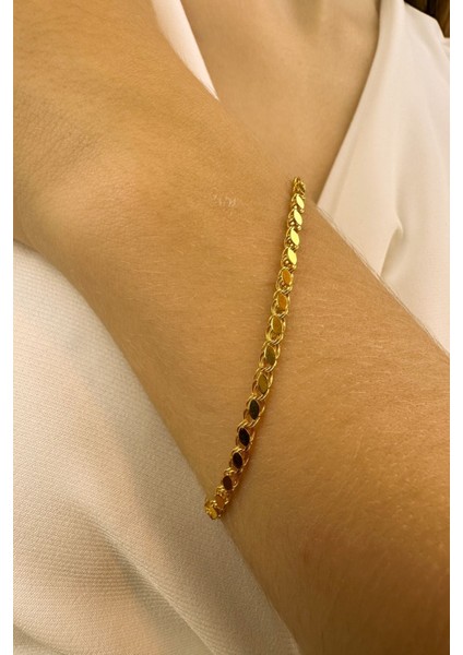 14 Ayar Altın Orta Kalın Pullu Halep Bileklik
