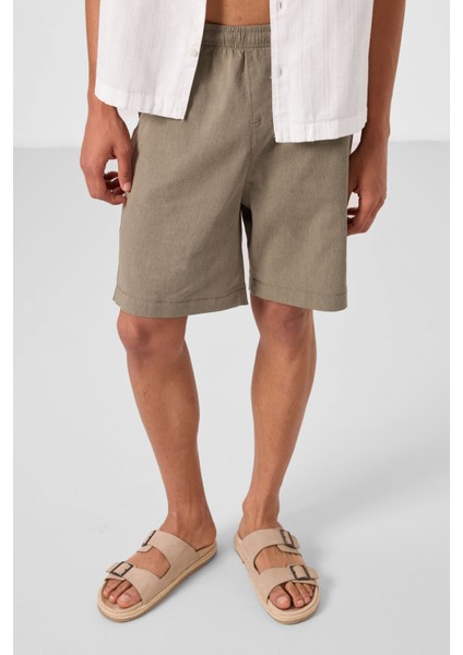Camel Standart Fit Dokuma Hafif Esnek Chino Erkek Şort - 81293