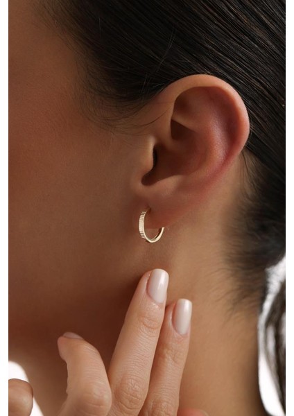 14 Ayar Altın Desenli Halka Küpe - Bahar Koleksiyonu fiyatları