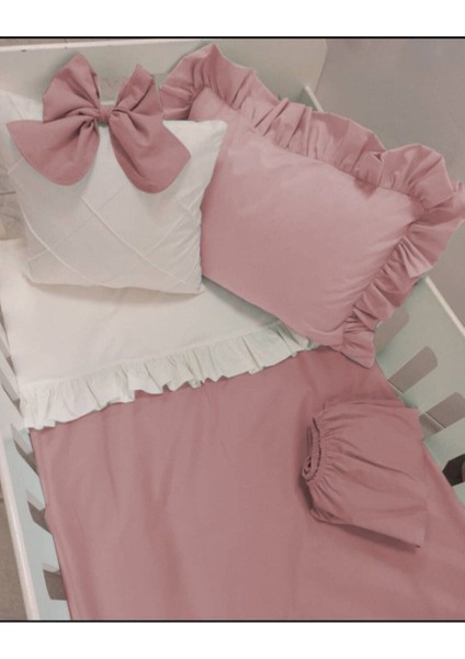Mia Bebek Nevresim Takımı Koyu Pudra Fırfırlı 100*150