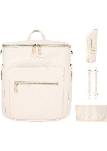 Soho Vegan Deri Anne Bebek Bakım Çantası, Bebek Sırt Çantası, Biberon Çantası ve Ped ile