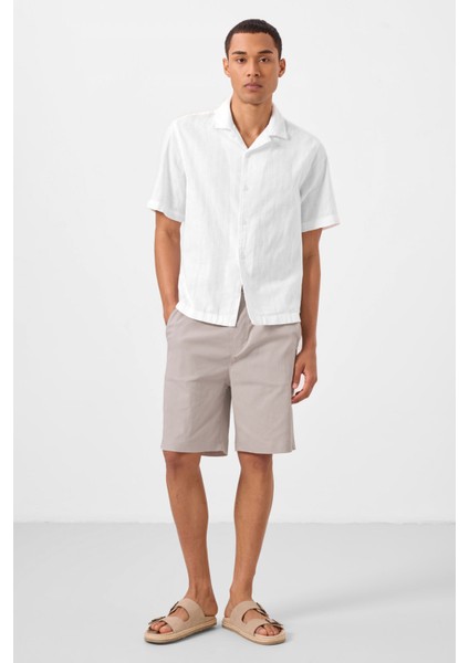 Taş Standart Fit Dokuma Hafif Esnek Chino Erkek Şort - 81291