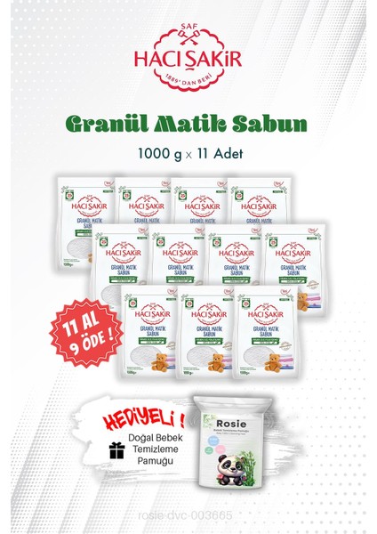 1000 gr 11 Al 9 Öde Granül Matik Çamaşır Deterjanı ve Rosıe