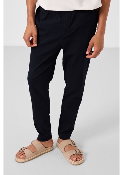 Lacivert Standart Fit Dokuma Hafif Esnek Chino Erkek Pantolon - 82180