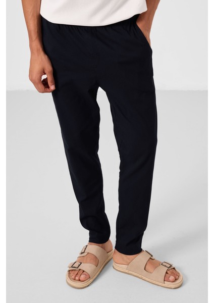 Lacivert Standart Fit Dokuma Hafif Esnek Chino Erkek Pantolon - 82180