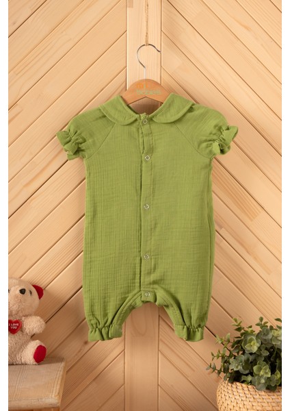 Bebek, Çocuk, Fırfırlı, Tulum, Müslin Kumaş, % 100 Pamuk, Organik Kumaş