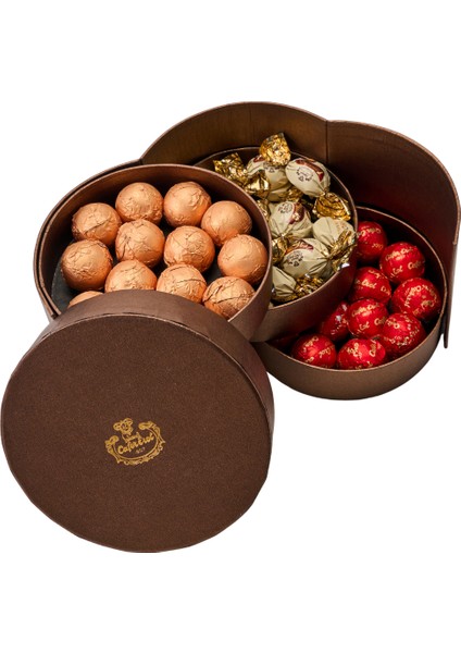 Hediyelik Çikolata Set - Silindir Üç Katlı Kutu