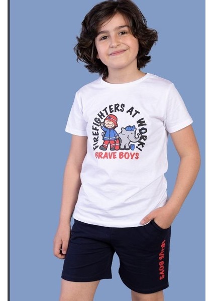 Erkek Çocuk Itfaiye Adam Baskılı Şortlu Takım