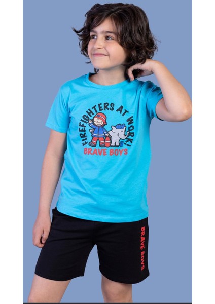 Erkek Çocuk Itfaiye Adam Baskılı Şortlu Takım