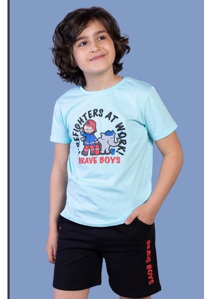 Erkek Çocuk Itfaiye Adam Baskılı Şortlu Takım