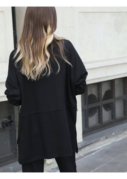 Buketli Kadın Uzun Üstlü Beli Büzgülü Oversize Sweatshirt & Pantolon Ikili Takım fırsatları