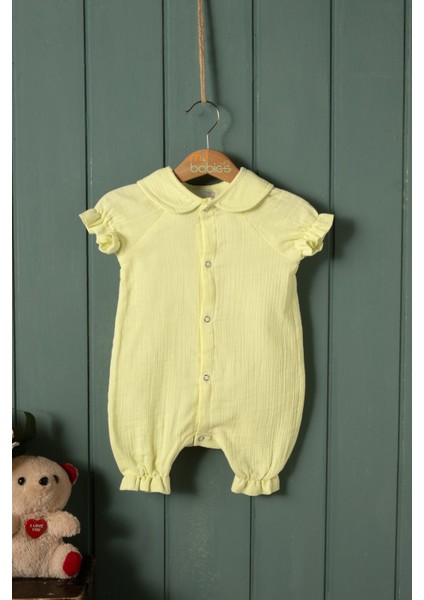 Bebek, Çocuk, Fırfırlı, Tulum, Müslin Kumaş, % 100 Pamuk, Organik Kumaş