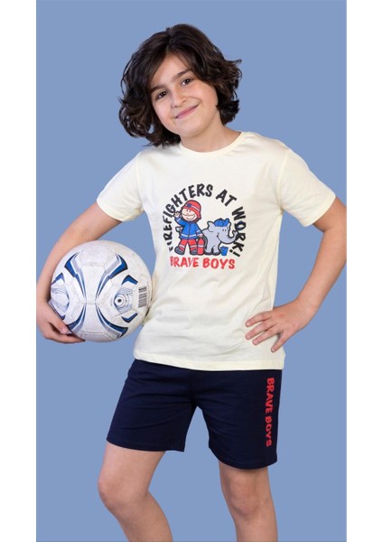 Erkek Çocuk Itfaiye Adam Baskılı Şortlu Takım