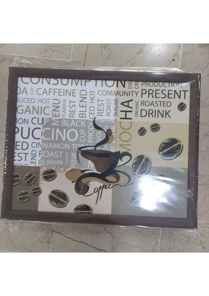 Coffee Desenli Keyif Tepsi Tepsili Diz Minder Mutfak Sunum 1 Adet
