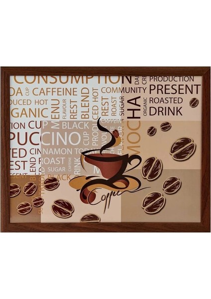 Coffee Desenli Keyif Tepsi Tepsili Diz Minder Mutfak Sunum 1 Adet