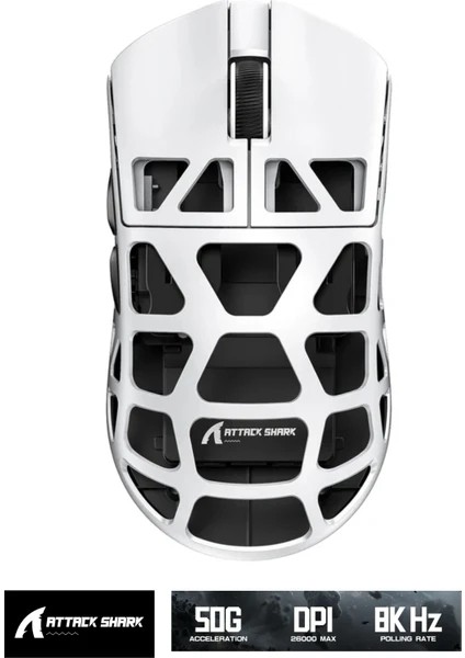 Attack Shark R3 Magnezyum Alaşımlı App Uygulamalı 8khz Ultra Hız Tepki 26.000DPI Gaming Oyuncu Mouse