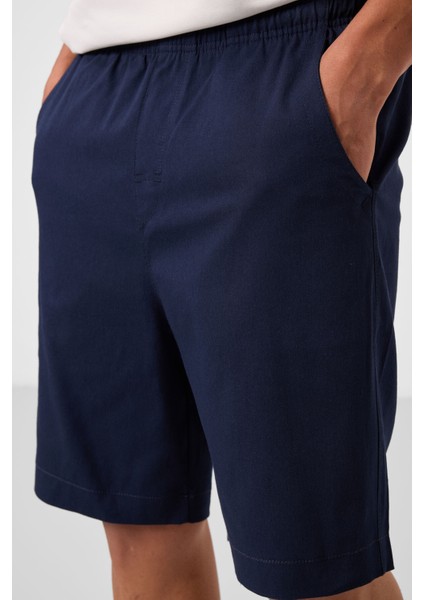 Lacivert Standart Fit Dokuma Hafif Esnek Chino Erkek Şort - 81293 modelleri