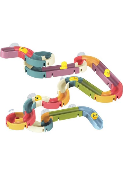 YENİH-39PCS Tarzı Çocuklar Banyo Oyuncakları Kendin Yap Kaydırma Iç Mekan Şelale Montaj Parçaları Sarı Ördek Araba Yuvası Banyo Bebek Duş Oyunları Oyuncak Seti (Yurt Dışından)